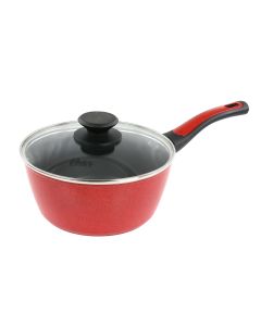 Oster Claybon 2.2 Quart Nonstick Saucepan With Lid in Speckled Red